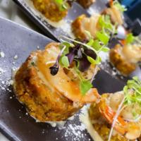 Ay Bendito Shrimp Mofonguito · Puerto rican style mofonguitos served with Sautee shrimps 