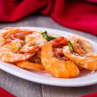椒盐虾 Stir-Fried Salt and Pepper Shrimp · 