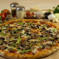Vinny's Special · Pepperoni, meatballs, mushrooms, onions, bell peppers, and black olives.

