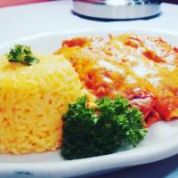 Enchiladas Mexicanas Lunch · 3 soft tortillas rolled with shredded chicken topped with enchilada sauce and melted mozzare...