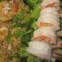 3. Rama Shrimp · Shrimp in cream-butter sauce, served with red sweet sauce, broccoli and shrimp fried rice. N...