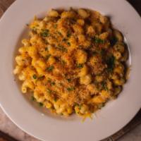 Macaroni and Cheese · Cavatappi noodles, cheese sauce and toasted breadcrumbs.