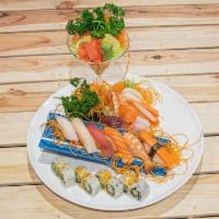 Sushi and Sashimi  · Raw. Served with 6 pieces sushi, 8 pieces sashimi, and California roll. 