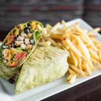 Southwest Salad Wrap · Herb marinated grilled chicken, chihuahua cheese, avocado, tomato, black beans, roasted corn...