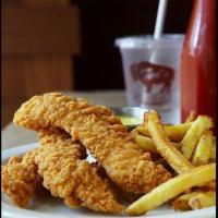 Kid's Chicken Tenders · Choice of side and served with a drink.