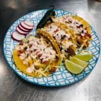Fish Taco · Lettuce, cheese, pico de gallo, special sauce.