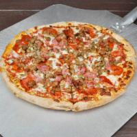 Meat Lovers Pizza · Loaded with pepperoni, sausage, Canadian bacon, Italian sausage, bacon and beef.