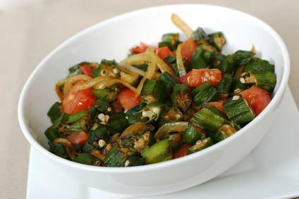 63. Bhindi Masala · Fresh okra sauted with onion, tomatoes ,bel pepers  and spices.