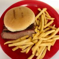 BBQ Sandwich with a side order · BBQ sandwich served with a side order.
Multiple meat choices available