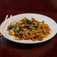 Yaki Udon · Stir-fried Japanese udon noodles with fresh vegetables and yakisoba sauce. Add protein for a...