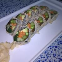 Vegetable Roll · Avocado, cucumber, spinach, campyo, carrots, and asparagus .