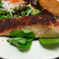 Salmon Salad · Grilled or blackened. Grilled Salmon served on top of our organic greens salad.