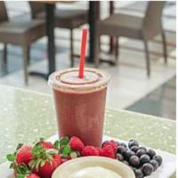 Triple Berry Juice · Strawberries, blueberries, rasberries, non-fat yogurt and apple juice.
