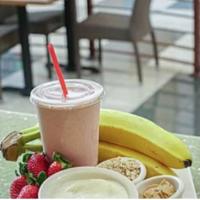 Kevin Special Juice · Nonfat milk, strawberries, nonfat yogurt, banana, peanut butter and oats.