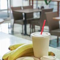 Vanilla Protein Shake · Nonfat milk, nonfat yogurt, bananas and 50 gm of isopure vanilla protein.