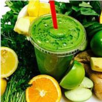 Licuado Verde Smoothie 20oz · Fresh spinach, parsley, cucumber, celery, green apple, orange, lemon, pineapple, and honey a...