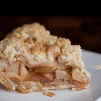 French Apple Slice · Locally grown granny smith apples, cinnamon, and a buttery crumble topping.