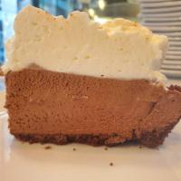 Mexican Chocolate Mousse Pie · Chocolate graham-cracker crust, spiced chocolate mousse, and fresh whipped cream. Serves 8.