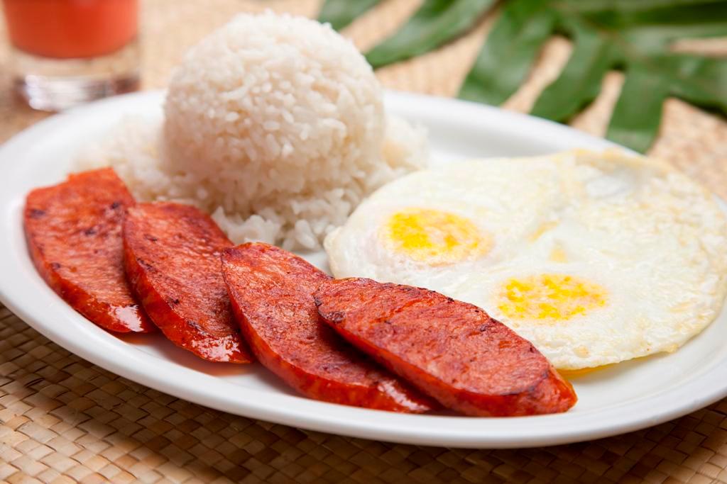 Meat and Eggs · Choice of: bacon, turkey bacon, link sausage, carved ham, portuguese sausage, spam, or corned beef hash.