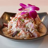 Inari Ceviche · White fish, krab and octopus with citrus green lime juice, onions,cilantro.
