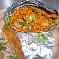 Chicken Wrap  · Tandoori chicken diced & filled with rice, fresh vegetables, creamy sauce, and spices.