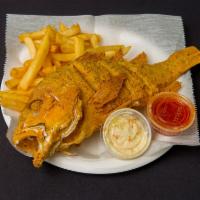 Large Whole Snapper Dinner · Served with fries, coleslaw and bread.