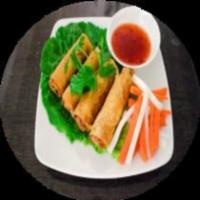 A2. Cha Gio · Egg rolls. 4 pieces. Filled with pork and vegetables.