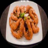 L3. Tom Rang Muoi · Salt and pepper shrimp. Deep fried shrimp with onion and pepper.