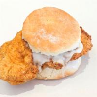 Maribeth Chicken Biscuit · White peppered gravy and tater tots. A piece of chicken breast marinated 24 hours and fried ...