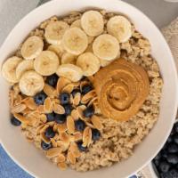 Blueberry Banana Sunrise Bowl · Choice of Yogurt or Oatmeal  with Blueberries, bananas, peanut butter, and almonds.
