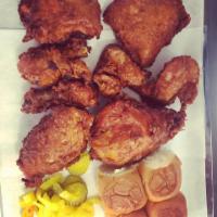 8 PC Fried Chicken mixed  · 8 PC mixed chicken , 4 sweet rolls, 2 side dishes 