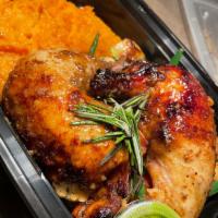 Peruvian Spit Rotisserie Chicken · half roasted organic Giannone chicken / sweet potato mashed / sautéd vegetables / spicy cila...