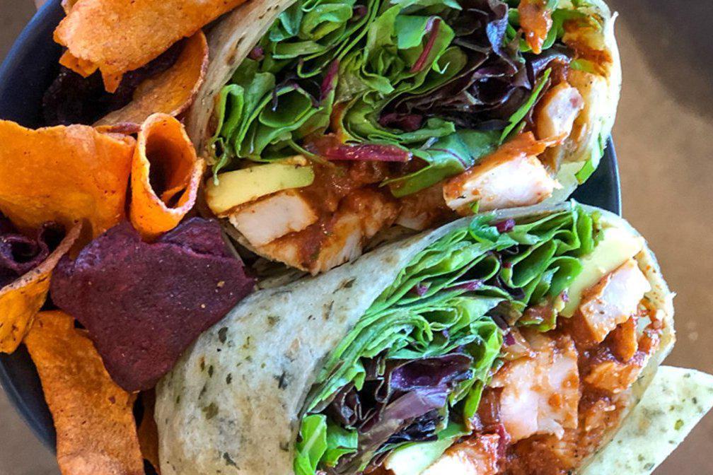  - BBQ Chicken Wrap · chicken, vibe paleo bbq sauce, avocado, mixed greens, red onion, jalapeño wrapped in a spinach tortilla