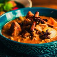 Mussamun Curry with Roti · Chicken or beef. Sweet curry paste, potato, peanut. Onion, fried shallot, and coconut milk a...