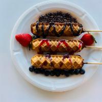 Waffle stick · Waffle stickThree and more on order plain or chocolate chips inside all cheese inside all fr...