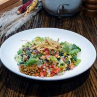 14th Street Chop Salad · Romaine lettuce, corn, black beans, tomatoes and chili-spiced pepitas with jalapeno ranch dr...