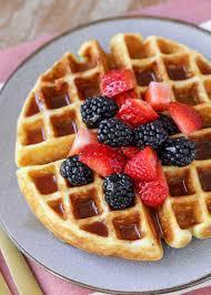 Waffle with Fresh Strawberries  · Thick cake made from leavened batter or dough. 