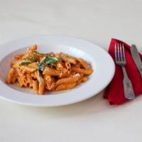 Penne alla Vodka · Tomato cream sauce with a touch of vodka. Add chicken for an additional charge.