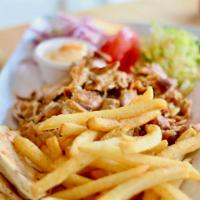 Chicken Gyro Platter · Thinly sliced marinated chicken gyro.All platters served with Tzatziki sauce or Niko's sauce...