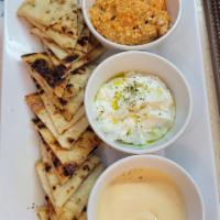 Combo of 3 Spreads · Served with pita bread.