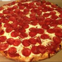 The New Yorker Pizza · 2 layers of pepperoni (approximately 200), double mozzarella, and loads of our sauce.