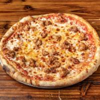 Salsiccia Pizza · Tomato sauce, mozzarella cheese, and sausage.