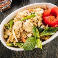 14. Basil Fried Rice · Egg, mushrooms, baby corn, bell peppers, bamboo shoots, peppers, onions, basil, garlic, lime...