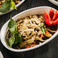 15. Thai Spicy Basil Stir Fry · Basil, bamboo shoots, onions, mushrooms, baby corn, bell peppers, garlic