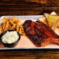 Rib and Brisket Combo Plate · Served with choice of 2 sides and bread.