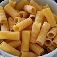 Rigatoni Pasta · Tube shaped pasta.