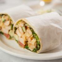 Tuscan Chicken Wrap · Grilled chicken, romaine lettuce, roasted red peppers, balsamic vinaigrette, and fresh mozza...