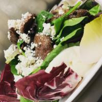 Steak Salad  · Mixed greens, Kalamata olives, crumbled Gorgonzola and sliced steak.