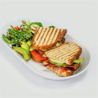 Classic BLT Sandwich · bacon, avocado, provolone cheese, lettuce, tomato, and mayo.