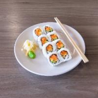 Spicy Salmon Roll · Salmon, Sriracha, sesame oil, and cucumber. Spicy and raw fish.
